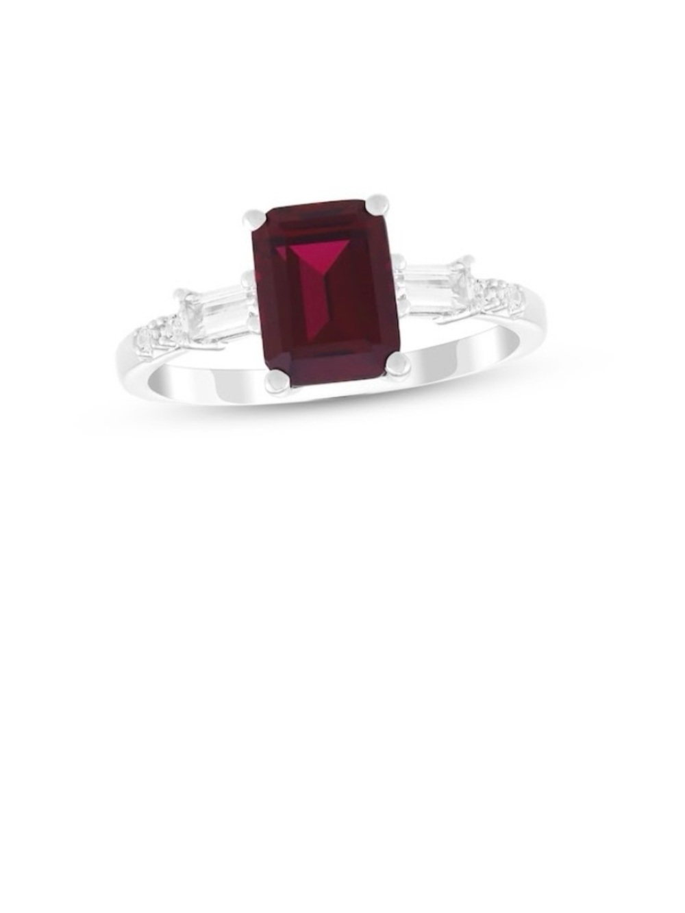 Kay Jewelers Emerald-Cut Deep Red Ring in Sterling Silver